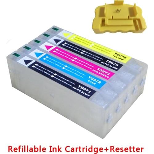 Refillable Ink Cartridge For Epson 9700 7700 Large Format Printer With Chips And Resetters (5 Color And 700ml) High Quality
