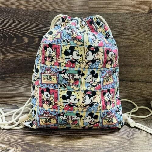 Disney Mickey Promotion Fashion Anime Figures Cartoon Product Cosplay Accessories Drawstring Backpack Rucksacks Gifts