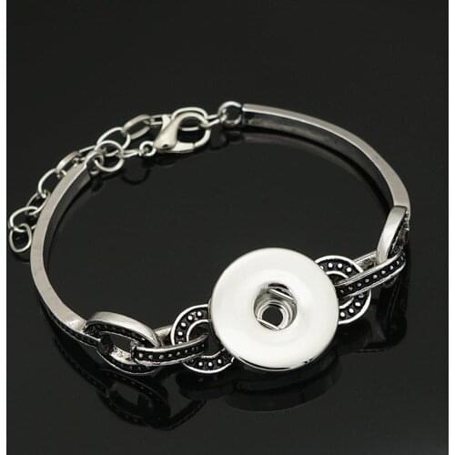 Fashion metal Snap bracelet 18cm adjustable Lobster clasp fit 18MM snap buttons jewelry wholesale SG0051