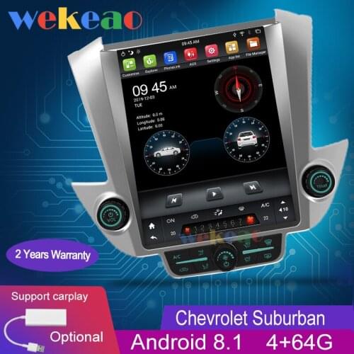 Wekeao Vertical Tesla Style 12.1'' 1 Din Android 8.1 Car Dvd Multimedia Player For Chevrolet Tahoe Suburban Yukon GPS 4G 2014
