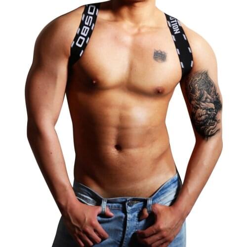 0850 Brand Sexy Man Nylon Fashion Tank Party Harness Shoulder Straps Body Chest Halter Club Gay Men Clothing