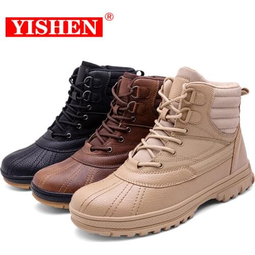 YISHEN Military Leather Army Boots Men Combat Boot Infantry Tactical Training Male Shoes Desert Hiking Wearable Ankle Men Boots