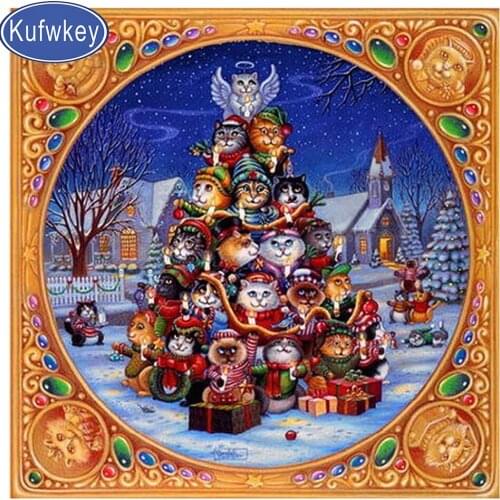 3D diamond Painting Cross Stitch christmas cats pictures sets embroidery full diamant painting mosaic picture animal child gift