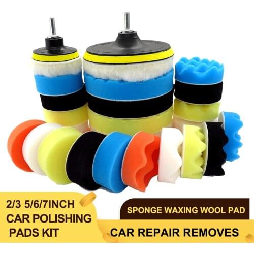 2/3 5/6/7Inch Car Polishing Pads Kit Clean Sponge Waxing Wool Drill Ball M14 Thread Car Auto Backer Pad Care Repair Removes