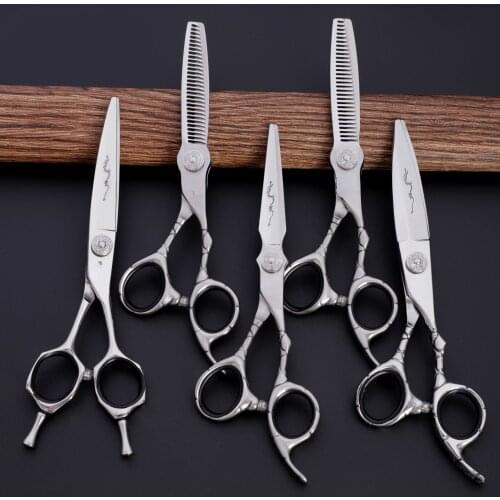6 Professional Hair Salon Structure Scissors Set Cutting Barber Haircut Thinning Shear Scissors Hairdressing Hair Tools Scissors