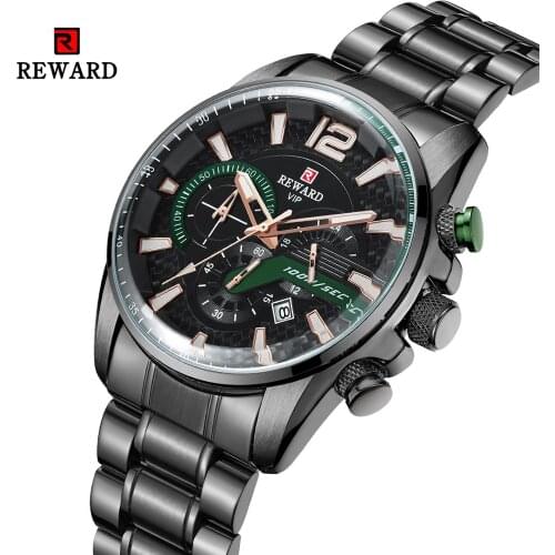 REWARD Military Sport Men Watches Top Brand Luxury Full Steel Wrist Watch Men Luminous Fashion Chronograph Watch Date Male Clock