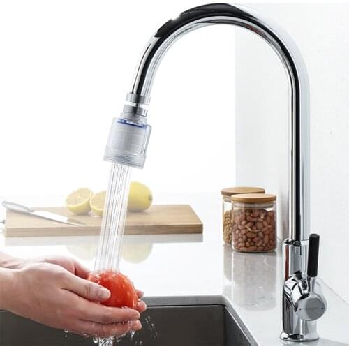360 Degree Rotating Filter Faucet Pressure Splash Proof Kitchen Faucet Water Saving Shower Tap Head Extender Long Nozzle Adapter
