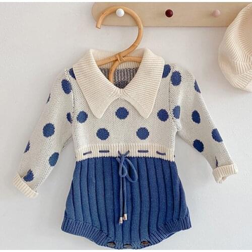 New 2020 Newborn Infant Baby Girls Dot Knit Rompers Clothing Spring Autumn Kids Girl Long Sleeve Rompers Clothes