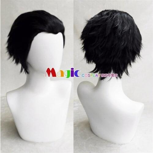 Tokyo JoJos Bizarre Adventure Kujo Jotaro Cosplay Wig Short Black Heat Resistant Synthetic Hair Cosplay Wigs + Wig Cap