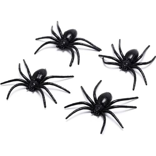 4Pcs/Lot Plastic Halloween Black Spider Funny Fake Spiders Toy Party Prop Haunted House Decor Children Novelty Toys