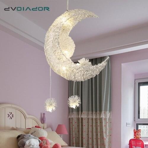 Hanging Lamp Moon Pendant Light Aluminum No Rust Bright Lighting Fixture Creative Lamp For Aparment Living Room Childern Room