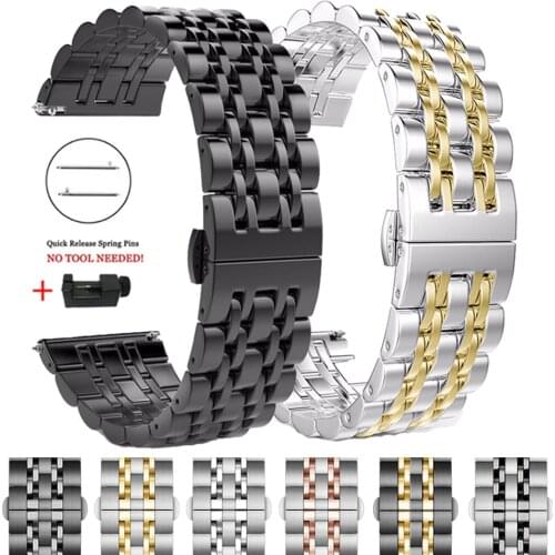 Steel Bracelet Strap for Garmin Vivoactive 4 3/Vivomove HR Watch Band Metal Classic Bracelet for Forerunner 245 645 WristBand