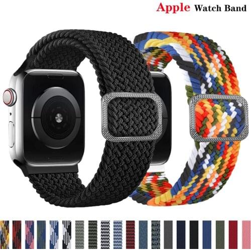 Braided Solo Loop For Apple watch band 44mm 40mm 38mm 42mm Adjustable Elastic Nylon belt bracelet correa iWatch 3 4 5 se 6 strap