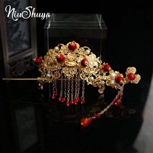 NiuShuya Handmade Classical Pearl Hair Clasp Decor Chinese Traditional Style Hair Sticks Pins Picks Hairpin H