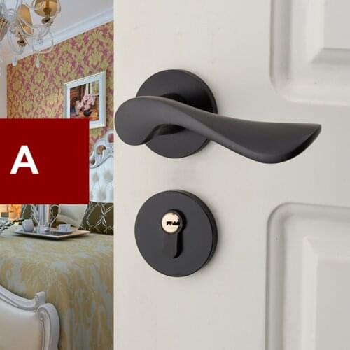 Modern simple indoor locks matte black bedroom kitchen door locks fashion antique black Split lock handles lock