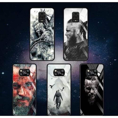 Glass Case for Xiaomi Redmi Note 9S 10 8 Pro 9 9C 9T Poco X3 NFC 11 10T Lite 5G Movil Luxury Smartphone Cover Vikings Tv Shows