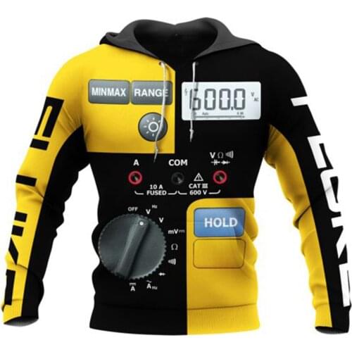 Digital Multimeters 3D Full Printed Jacket Men/Women Harajuku Hoodie Casual Streetwear Sweatshirt Pullover Sudaderas AD0223