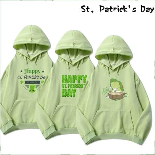 Women Men Cotton Sweatshirt Hoodie Womens Letter Pullover Tops Autumn Hoody Korean Fashion Large Size Hoodies St. Patricks Day