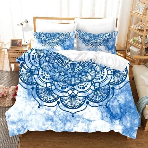 Bohemian 2/3 pieces Mandala Bedding Set Single Twin Queen King Size Comforter Duvet Quilt Cover and Pillowcase Soft Bedclothes
