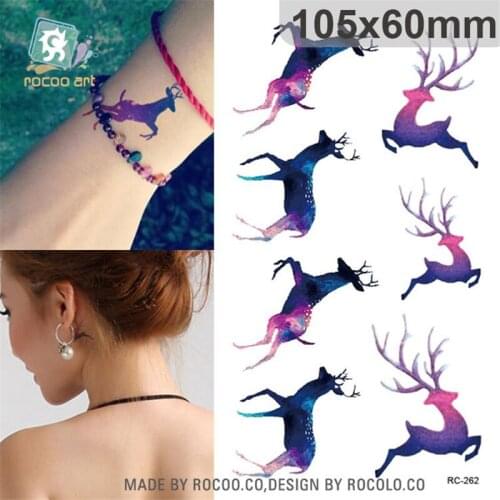 Harajuku waterproof temporary tattoos for women Beautiful Colors run deer design flash tattoo sticker RC2262