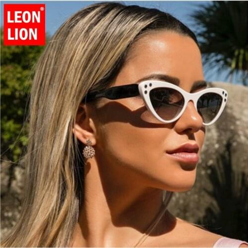 LEONLION Cat Eye Sunglasses Women Luxury Brand Sun Glasses Women Black Vintage Sunglasses Women Diamond Oculos De Sol Feminino