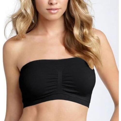 Ladies Women Comfort Strapless Sports Bandeau Crop Top Yoga Bra Fitness Bra Boob Tubes S-XXL
