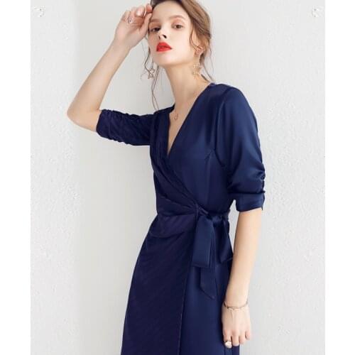 Summer dress Elegant V-neck Lace-up Short-Sleeve Import Dress lady dress casual female sundress Plus-sized dress