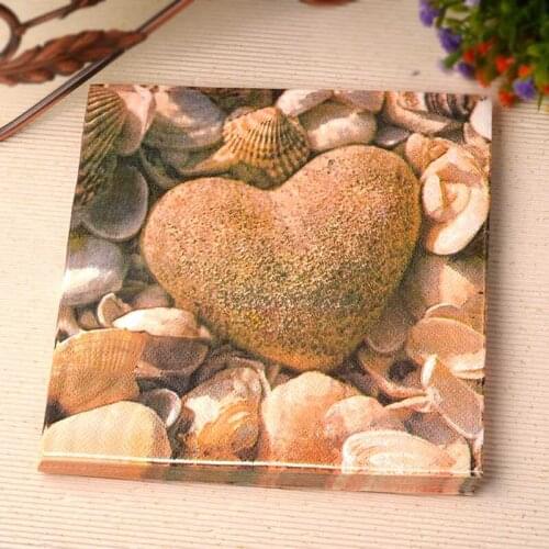 20 Vintage Napkin paper coffee tissue heart stone shell decoupage servilletas wedding birthday party Christmas home hotel decor