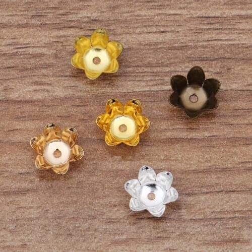 200 PCS 5x10mm Metal Brass Flowers Tray Filigree Flowers Bead Caps DIY Accessories For Jewelry Making