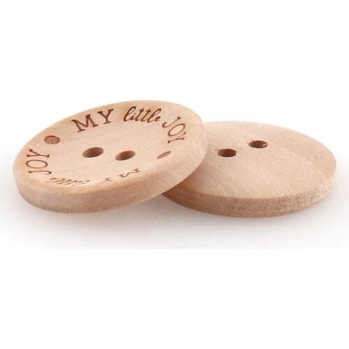 25mm Wooden buttons with letters Large size Natural Color wooden Buttons Garment sewing Accessories for Clothing