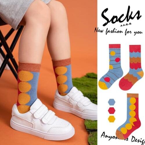 3 Pairs/lot 3-12 Years Kids Socks Spring Autumn Baby Boys Girls Colors Dot Soft Cotton Students Sports Socks