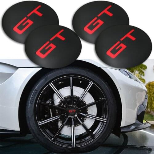 4pcs 56mm GT Logo Car Hub Cover Sticker Decals Car-stying For BMW X1 X3 X5 X6 E83 F25 GT Car Decoration Accessories