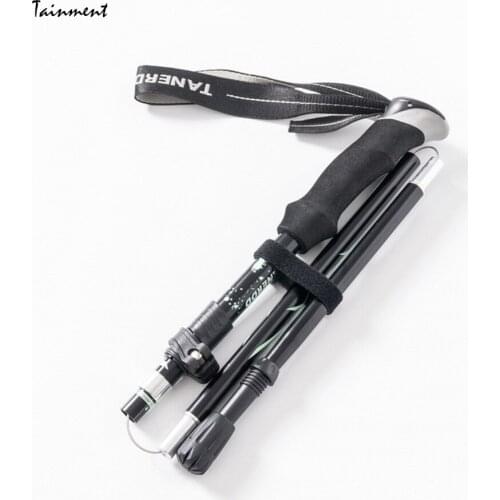 5 Sections Trekking Poles Aluminum Alloy Folding Ultra-Light Short Telescopic Outdoor Handrails Hiking Mountain Climbing Stick