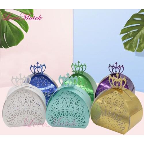 50pcs Laser Cut Crown Candy Box Wedding Party Gift Box Wedding Favor Chocolate Box Party Decoration and Supplies Marriage