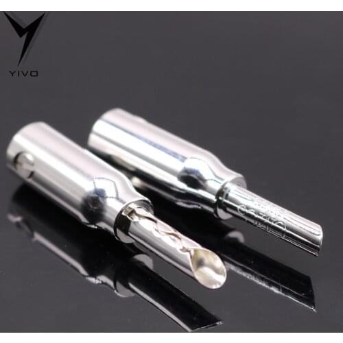8pcs Hi-end HiFi YIVO 0668-CU-R Audio Video Red Pure Copper plating silver banana Plug Connector Jack 3mm~6mm Speaker cable