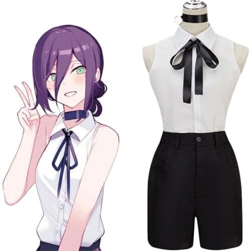 Anime Chainsaw Man Lady Reze Cosplay Costume Bomb Devil Women White Uniform Black Pants Halloween Party Girls Uniform Work Wear