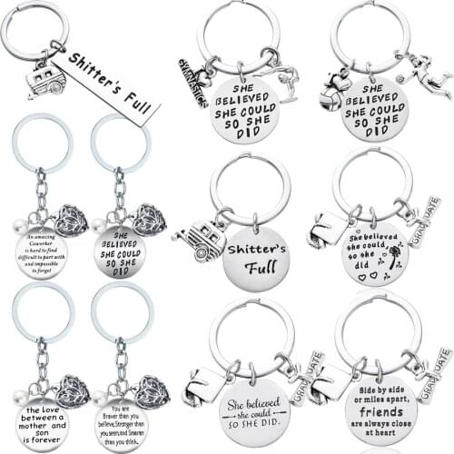 Keyring Keychain Keyfob Stainless Steel Key Ring Gifts Xmas Christmas Jewellery Women Men Inspriational Gifts For Her