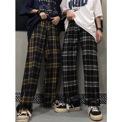 Black Japan Plaid Pants Women Casual Summer Fashion Harem Pants High Waist Sweatpants Cool Summer Hip Hop Cool Pants Girls