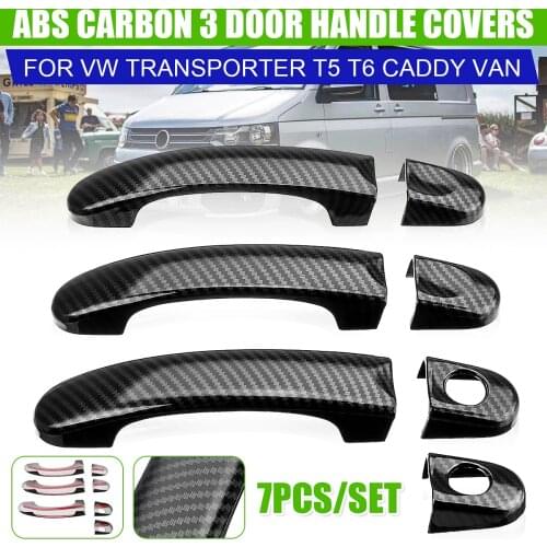 7pcs/Set Door Handle Covers Carbon Fiber For VW Transporter T5 T6 Caddy for Vans 2004 05 06 07 08 09 10 11+ Door Handle Covers
