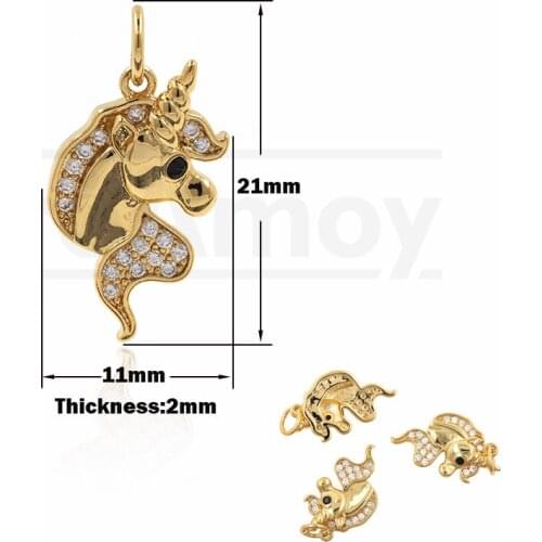 CZ Cubic Zirconia Unicorn Pendant Animal Charm DIY Jewelry Bracelet Necklace Accessories 21x11x2mm