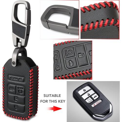 For Honda Civic Accord Cr-v Pilot Crv 2016 2017 2018 Leather Car Key Case Cover Keyless Fob Shell Skin Keyring Holder Protector
