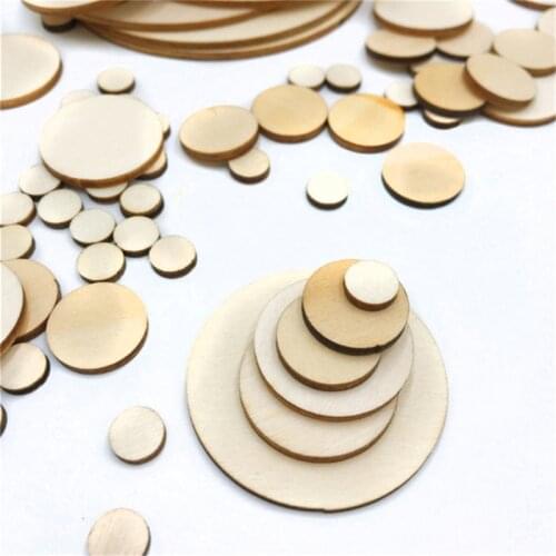 Julie Wang 10-50mm Wood Round Charms Blank Perforated Wooden Slices Pendant Jewelry Making Accessory Decor