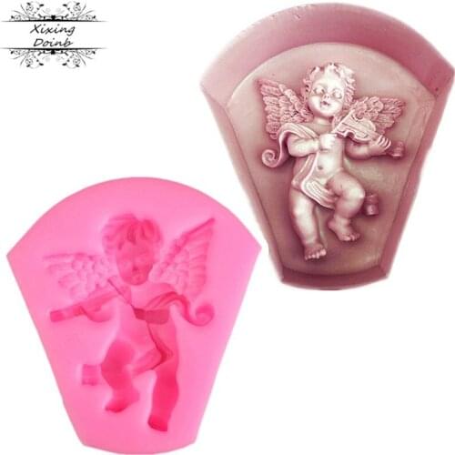 Angel violin shaped cake silica gel mold clay technology Candy Chocolate Mold soft candy cake decoration baking tool