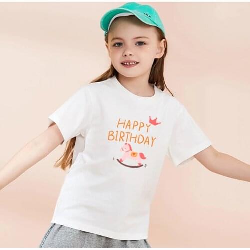 Girls Tshirts Brithday Childrens T-shirt Baby Toddler Kid Teens Boy Girl Clothes White Cotton Tops Summer Clothing Gift 2021