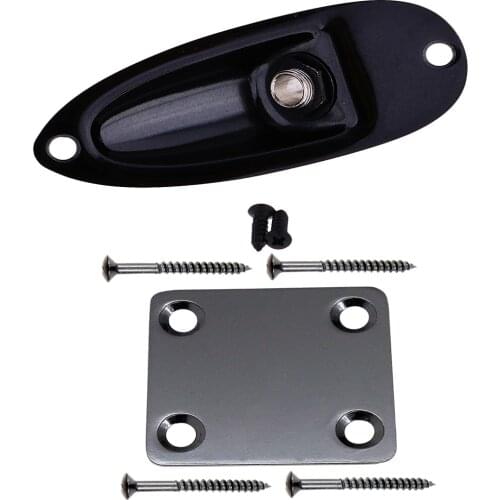 Black Metal Guitar 6.35mm Momo Boat Jack with Neckplate DIY Electric Guitar Accessory