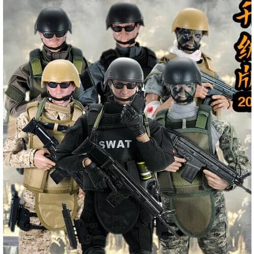 Hot ! NEW 1pcs 12" 1/6 SWAT Black Uniform Military Army Combat Game Toys Soldier Set with Retail Box Action Figure Model toys