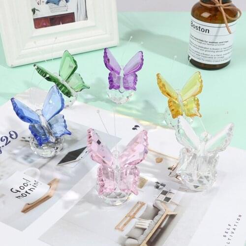 Crystal Butterfly Ornaments Crafts Glass Paperweight Home Wedding Decoration