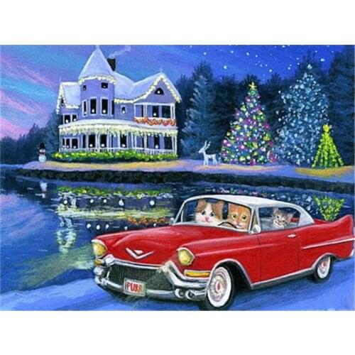 Diamond Embroidery Christmas Tree Winter Cat New Arrival Diamond Painting House Car Mosaic Landscape Home Decoration