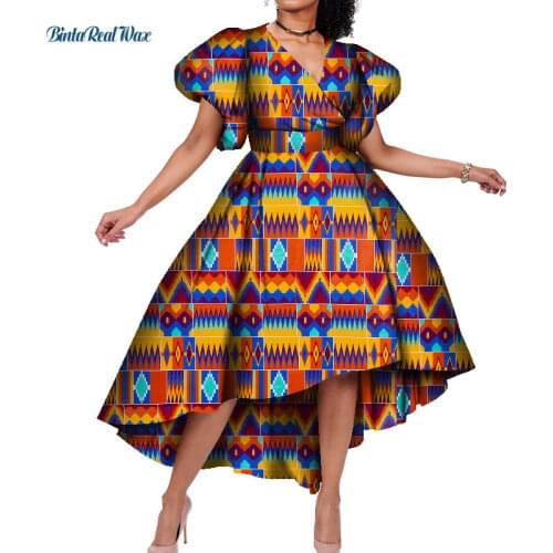 African Dresses for Women Wax Print Ankara Flare Sleeve Knee Women Dresses Plus Size Dresses For Women WY8487