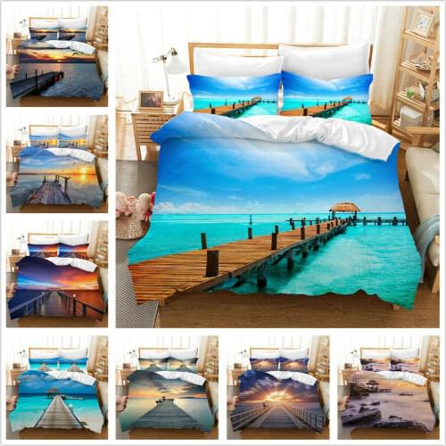 Sea Trestle Landscape Home Textile Pillow Case 3D Bed Linen Duvet Covers Comforter Bedding Sets Bed Set Home Decor Bedding